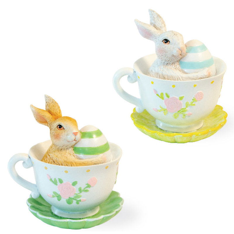 The Holiday Aisle® Teacup Bunnies W/Eggs S/2 Easter Accent Wayfair